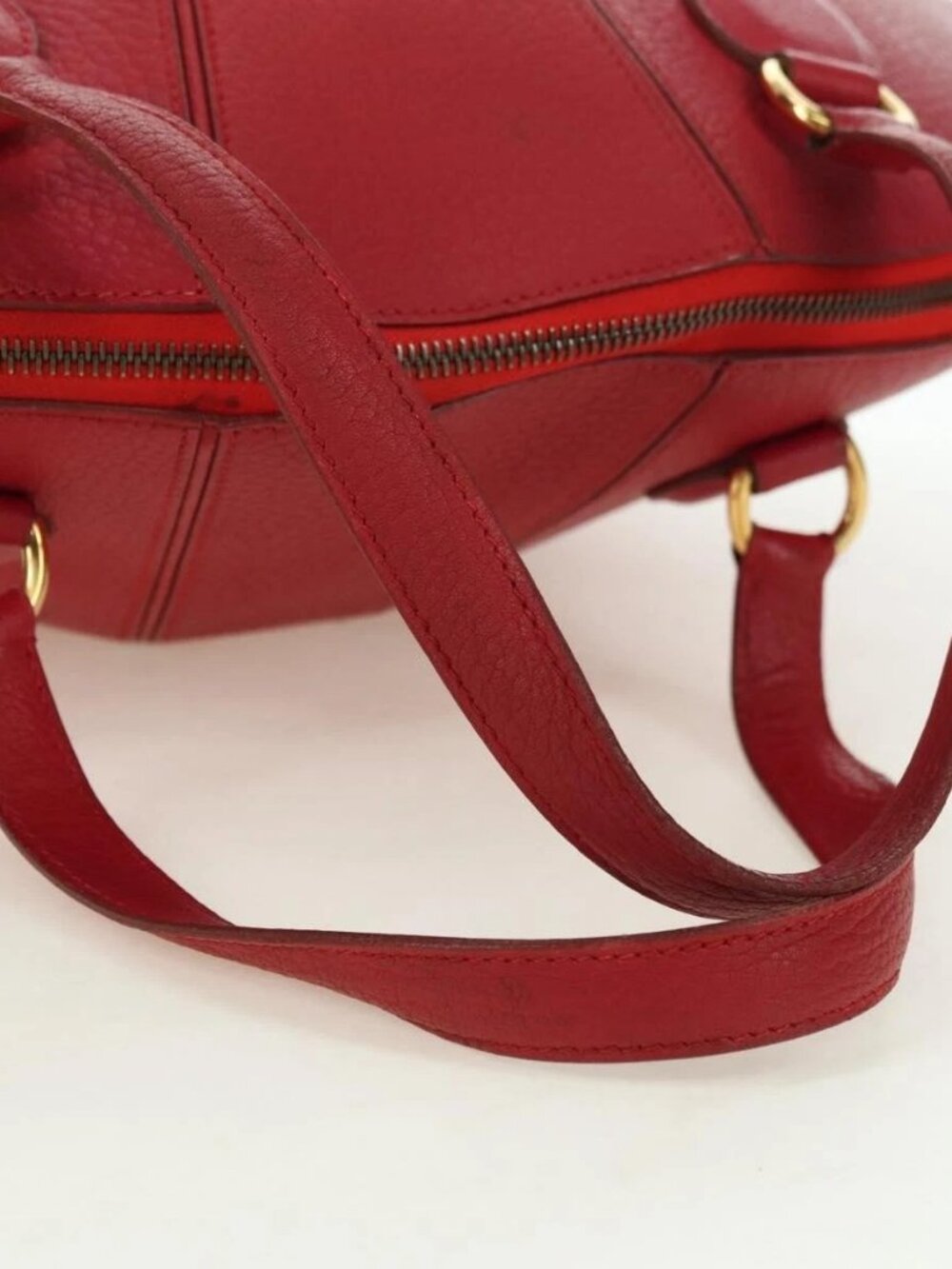 HERMES Ildvo Hand Bag Leather Red Gold Auth bs34829V - Picture 7 of 16